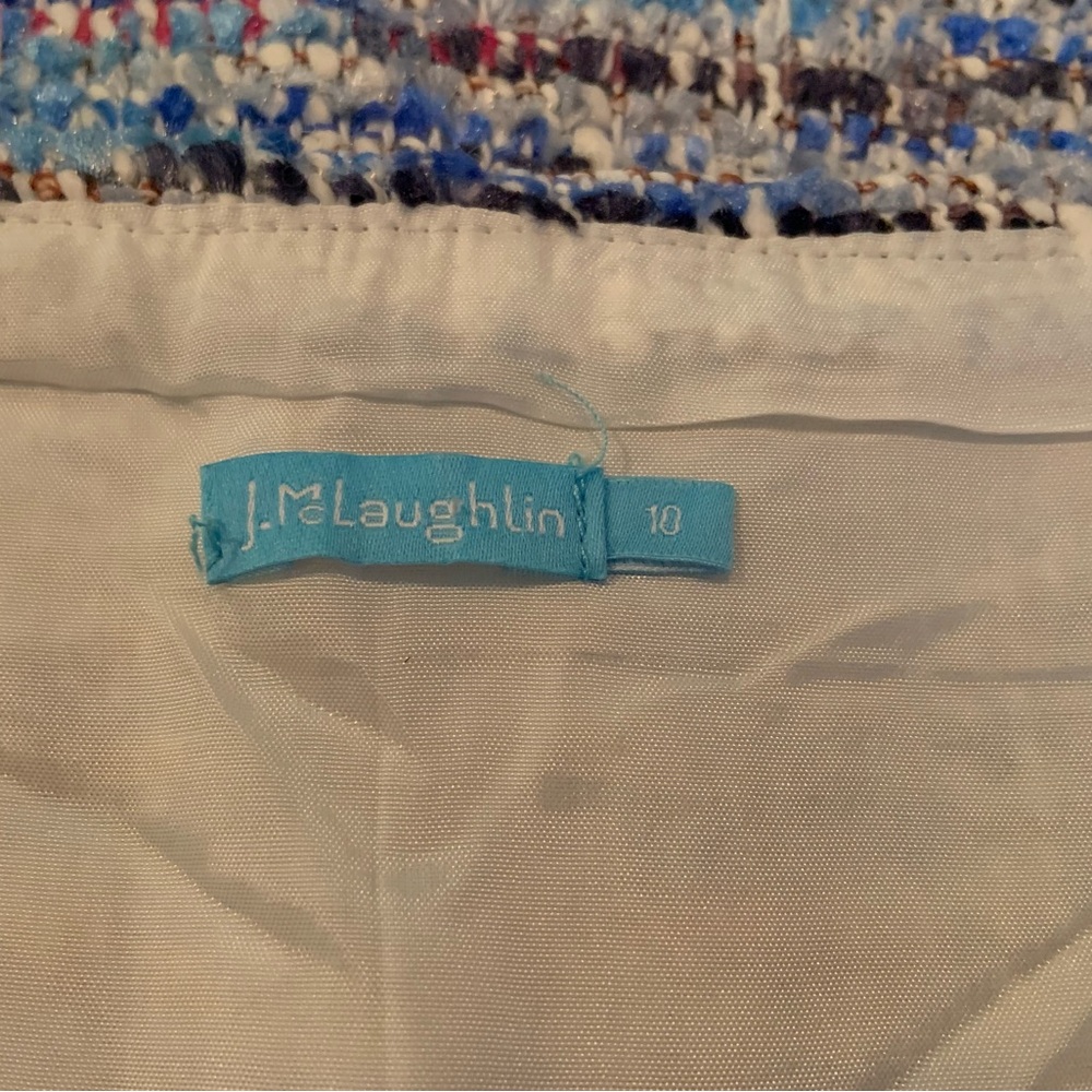 J. McLaughlin Classic Blue Tweed Pencil Skirt Side Zippered Women’s Size 10 - Picture 6 of 10